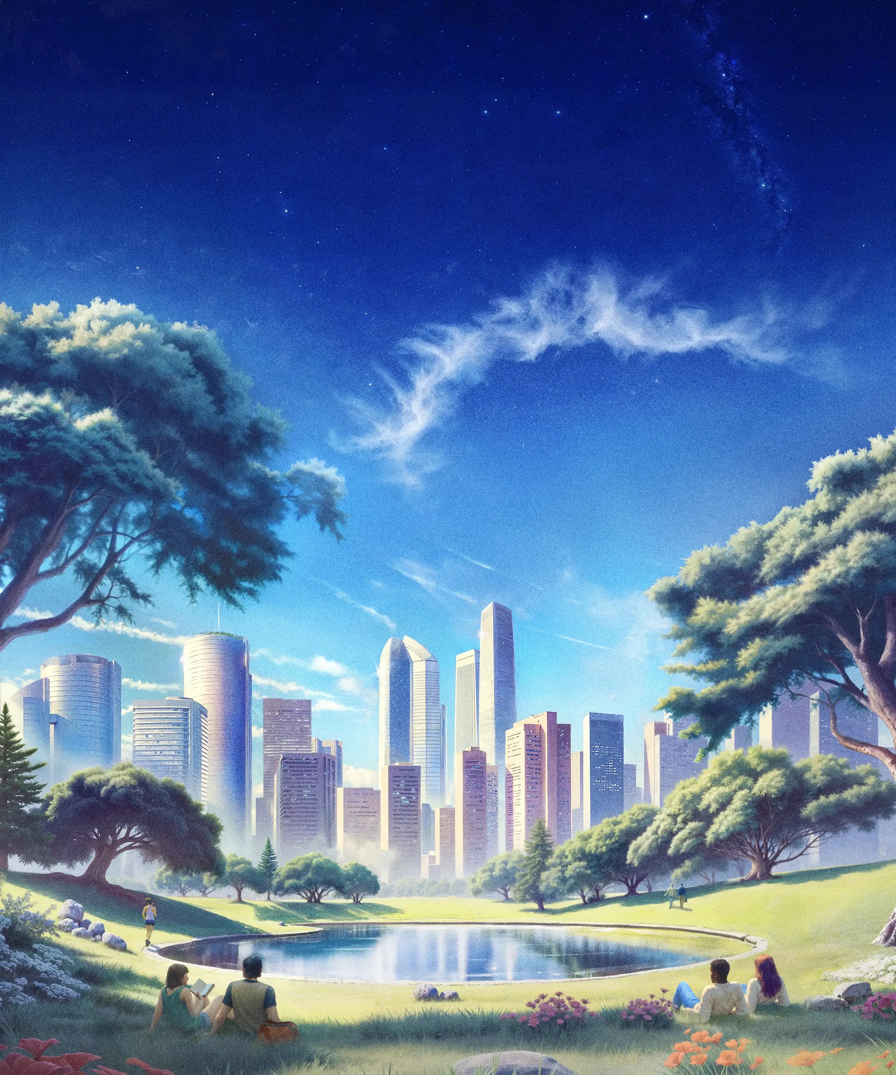 Utopian city full of rigorous stewardship. 